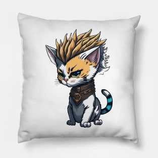 Rock n Roll Metalhead Punk Cat with Mohawk Hairstyle Pillow
