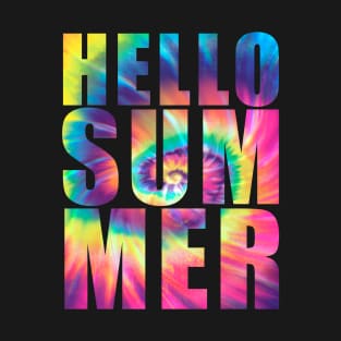 Retro Hello Summer Vacation Tie Dye Summer Vibes Kid Rainbow T-Shirt