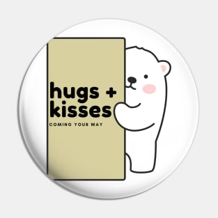 Hug plus Kisses bear design Pin