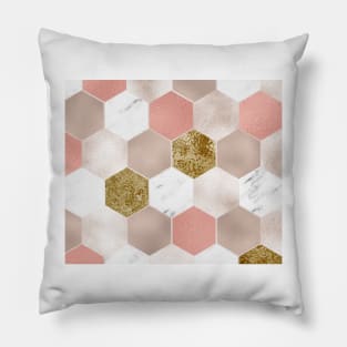 Blush carat and marble hexagons Pillow