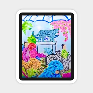 Blue panthers in chinoiserie landscape Magnet