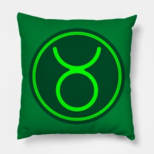 Cool Green Taurus Symbol Pillow