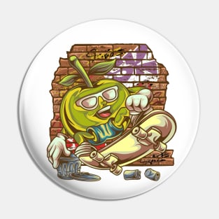 Skateboarding Apple Pin