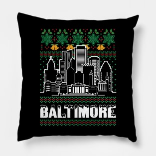 Baltimore Maryland Ugly Christmas Pillow