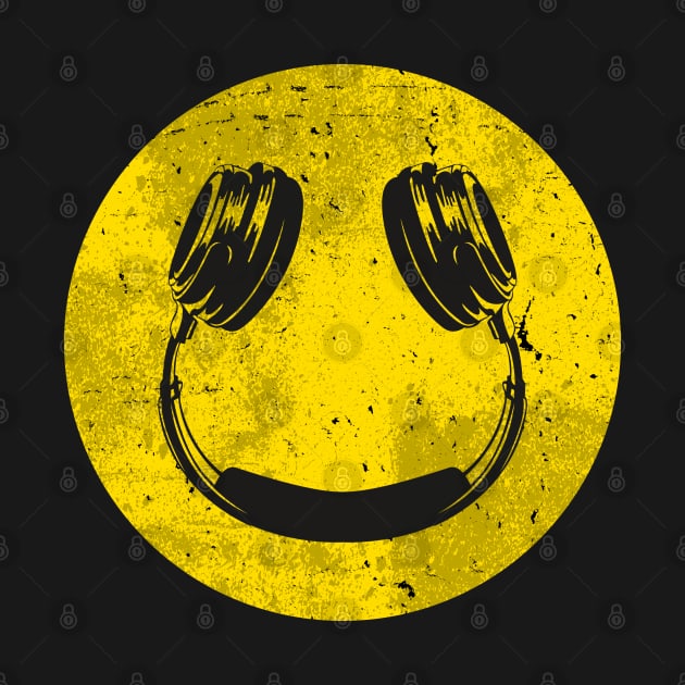 Smiley Music Face Headphones by scribblejuice