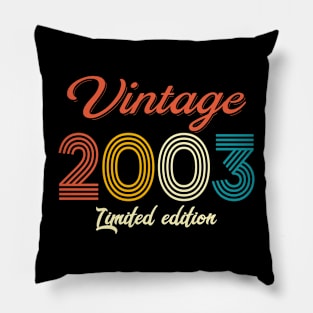 Vintage 2003 Limited Edition 19th Birthday 19 Year Old Gift Pillow