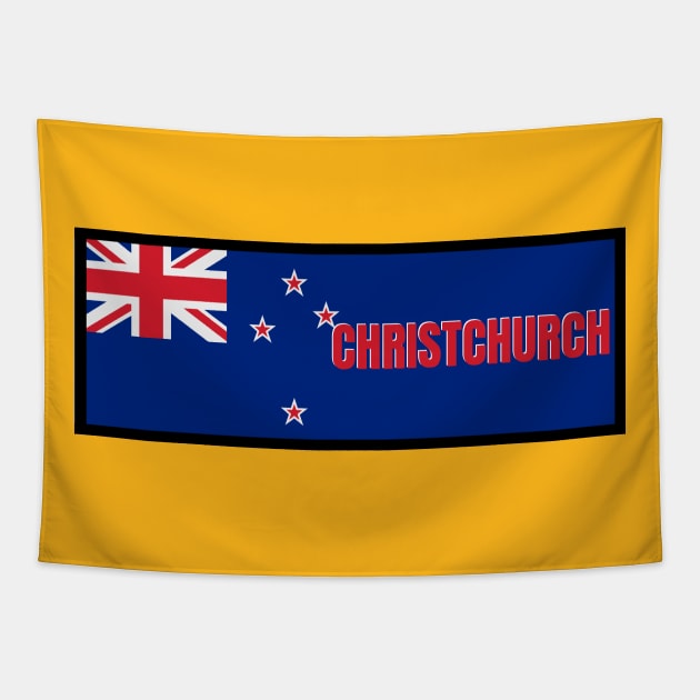 Christchurch City in New Zealand Flag Tapestry by aybe7elf