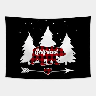 Girlfriend Bear Buffalo Red Plaid Matching Family Christmas Tapestry