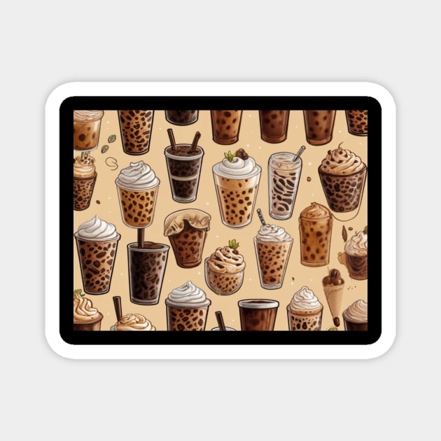 Ice Coffee Pattern Vintage Since Established Retro Magnet by Flowering Away