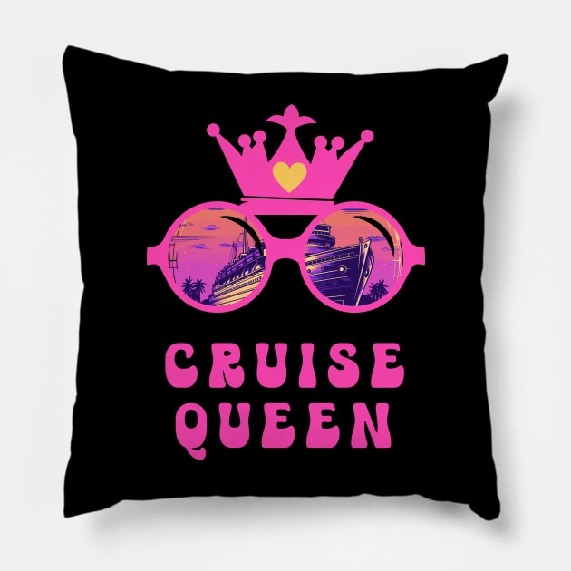 Fun Cruise Queen Cruise Vacation Pillow by Cute Pets Graphically