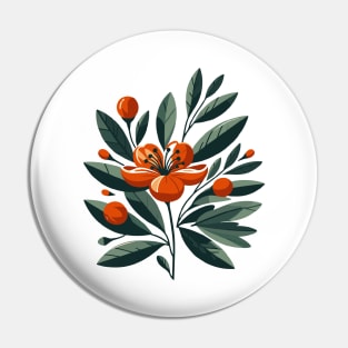 Abstract Orange Flower Pin