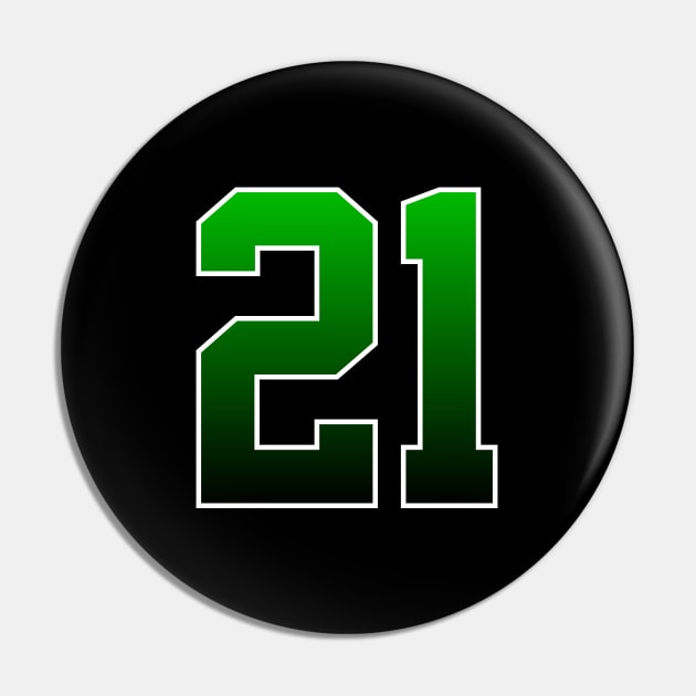 Green Number 21 Pin by Ericokore