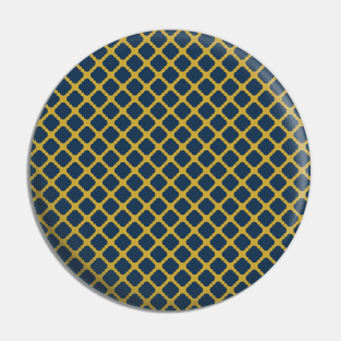 Retro Mustard Blue Modern Pattern Pin