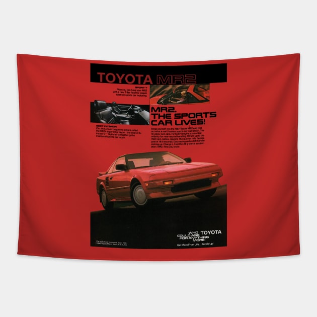 MR2 - 80s car ad Tapestry by Throwback Motors