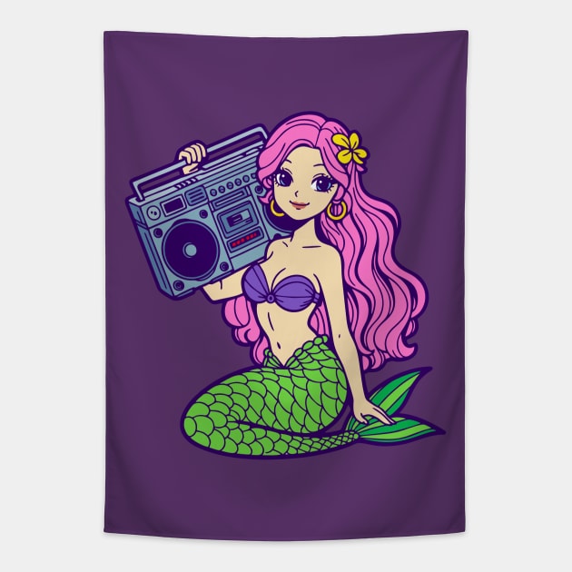 Mermaid Radio Tapestry by DavesTees