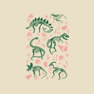 Excavated Fossils in Emerald and Rose T-Shirt