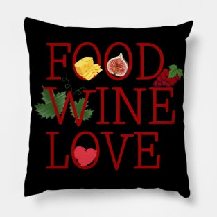 Food Love Wine Pillow