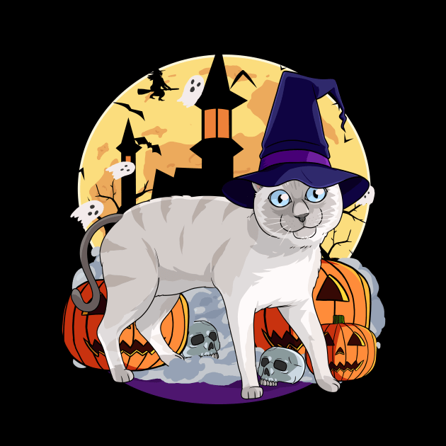 Siamese Cat Funny Halloween Witch Pumpkin by Noseking