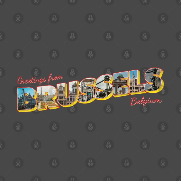 Greetings from Brussels in Belgium Vintage style retro souvenir by DesignerPropo