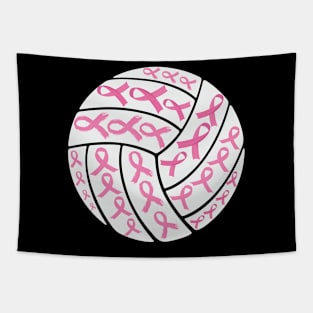 Breast Cancer Pink Ribbon Volleyball Awareness Tapestry