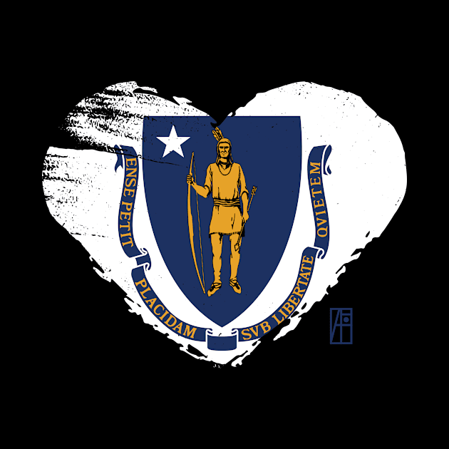 U.S. State - I Love Massachusetts - Massachusetts Flag by ArtProjectShop