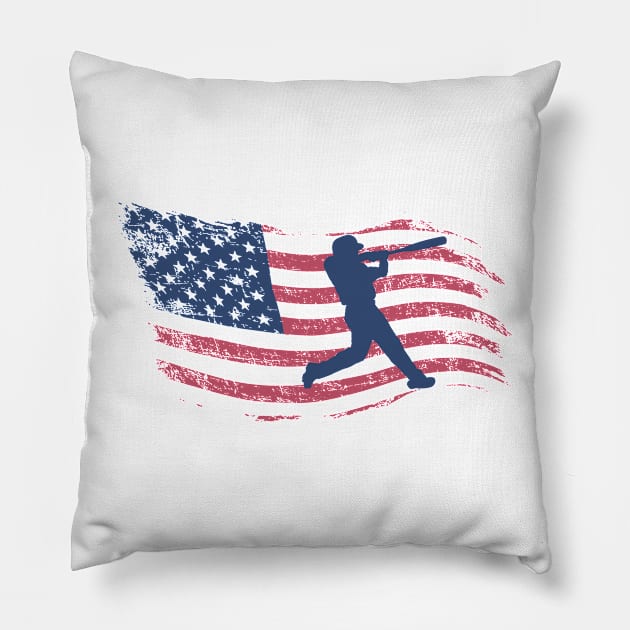 Vintage American Flag Baseball Pillow by HobbyAndArt