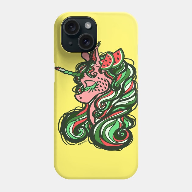 Watermelon Unicorn Phone Case by Jan Grackle