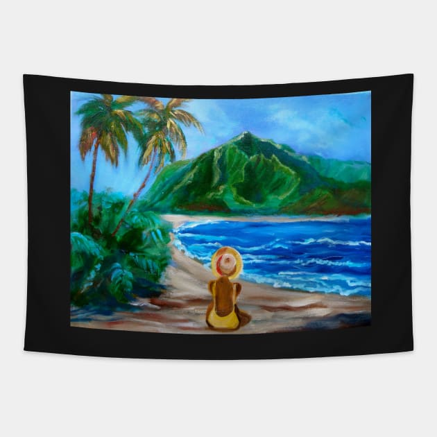 Girl on the Beach Tapestry by jennyleeandjim