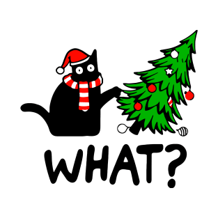 Black Cat What Christmas Santa Cat Gifts For Cat Lover Women T-Shirt