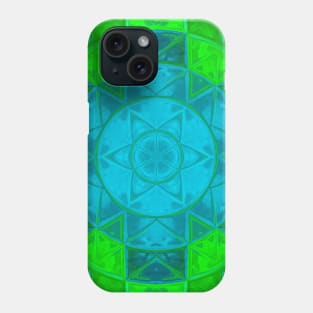 Mosaic Kaleidoscope Flower Green and Blue Phone Case