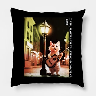 A musical cat sings with a guitar about love Pillow