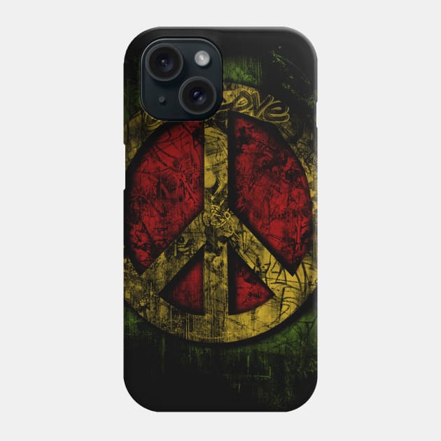 Rasta 3D Peace Sign - One Love - Graffiti - Grunge Phone Case by MellowGroove