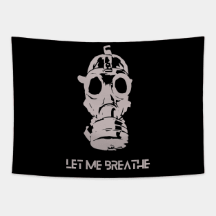 Let me breathe, gasmask future, climate crisis Tapestry