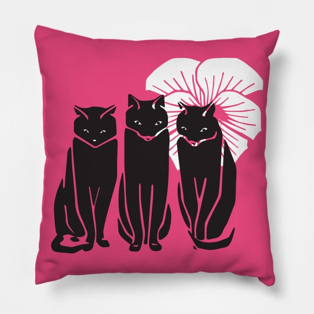 Three black cats Pillow by grafart