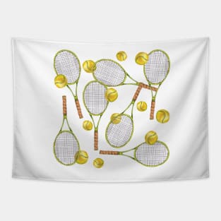 pattern with tennis rackets with tennis balls. color pencil Tapestry