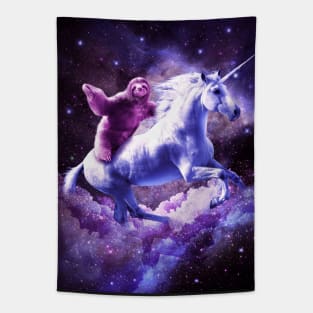 Space Sloth Riding On Unicorn Tapestry