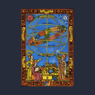 Claudius Ptolemy Astronomer and the Greek Goddess Astrologia with Armillary Sphere T-Shirt