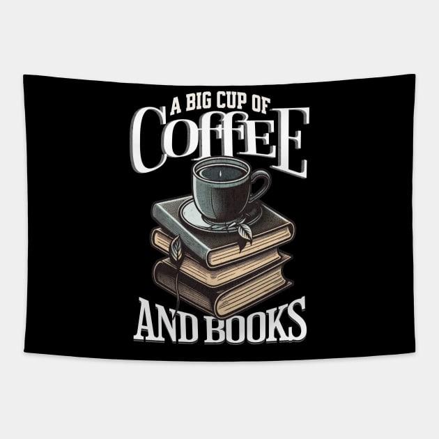 Books and Coffee Tapestry by UnrealArtDude