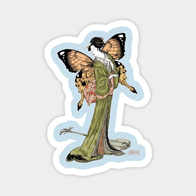 Butterfly Geisha Magnet by ZugArt01