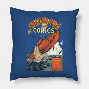 Amazing Man Retro Comic Cover Vol 6 Pillow