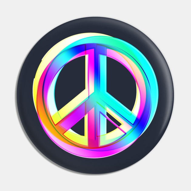 Neon Colored Crossed PEACE signs Pin by EDDArt