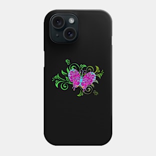 Decorative Pink Butterfly Silhouette Art Phone Case