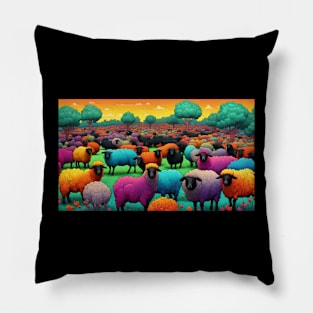 Rainbow Sheep Pop Art Pillow