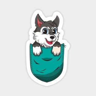 Cute Cartoon Dog in a pocket Magnet