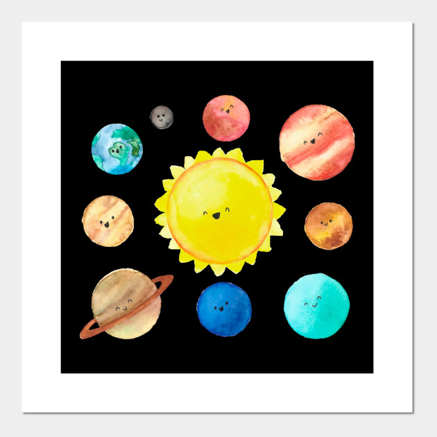 Solar System Watercolor Design For Kids