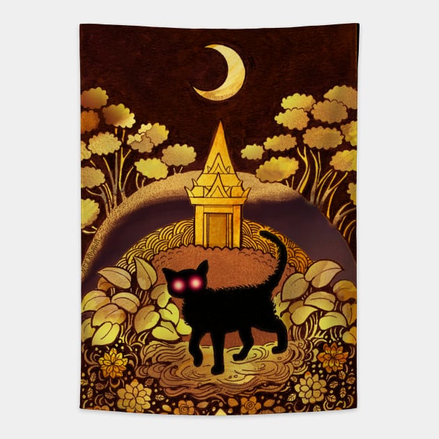 Black Cat Curse Tapestry by Alex KUJAWA