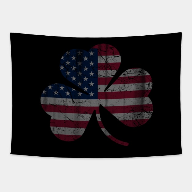 Irish American Flag Shamrock Tapestry by E