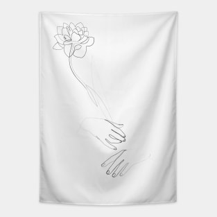 Flower - minimal line art Tapestry