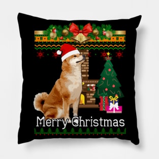 Ugly Christmas Sweater SHIBA INU Pillow