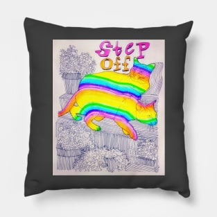 Rainbow Cat Coloring Book Collage Framed Art Step Off Y2K Design Pillow